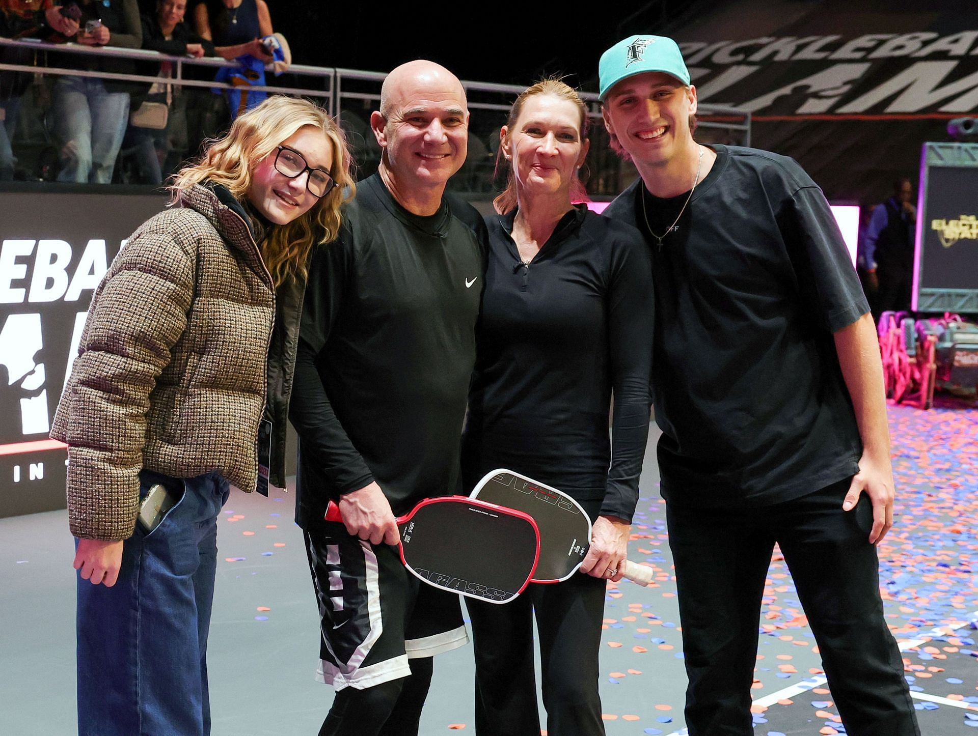 Andre Agassi with his family at the Pickleball Slam 3 | Getty Images
